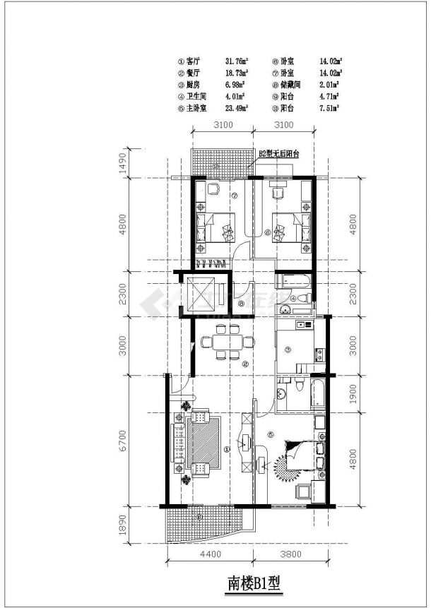 厦门市某新建小区70-135平米热门户型设计CAD图纸（共13张）-图一