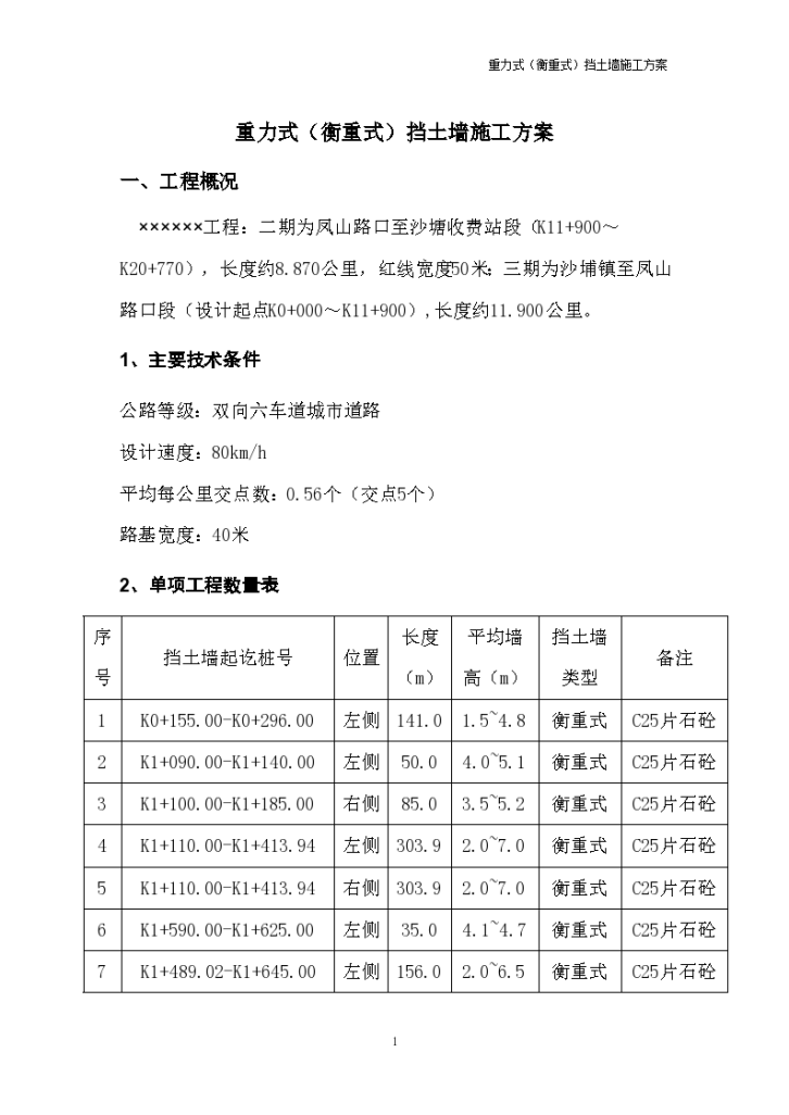 某地市某收费站重力式衡重式挡土墙施工方案-图二