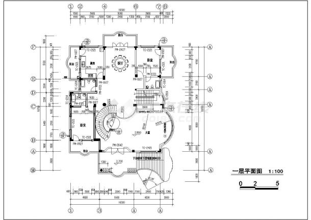 某三层带阁楼层框架结构复古风格独栋别墅设计cad全套建筑施工图（含设计说明，含结构设计，带效果图）-图二