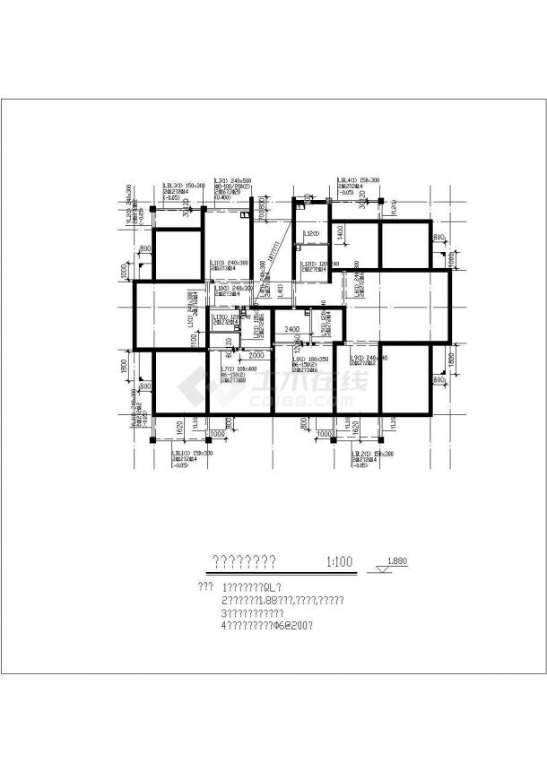 某二层带阁楼层砖混结构现代风格别墅设计cad全套建筑施工图（含结构设计，含效果图）-图二