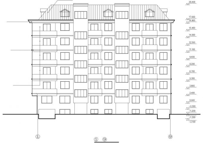 苏州某小区2700平米6层砖混结构住宅楼建筑设计CAD图纸（含半地下室）_图1