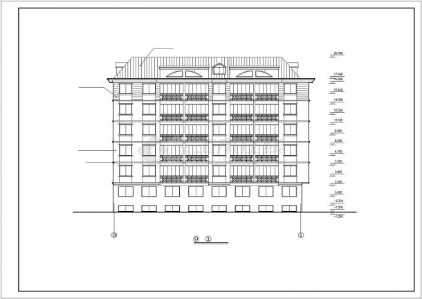 苏州某小区2700平米6层砖混结构住宅楼建筑设计CAD图纸（含半地下室）-图二