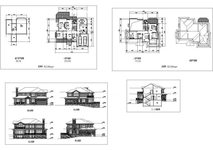 带地下层别墅建筑设计图带效果图_图1