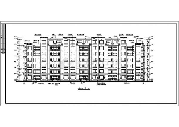 贵阳市某现代化小区3200平米7层框混结构住宅楼平立剖面设计CAD图纸-图二