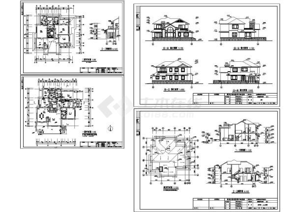 两层别墅建筑cad全套设计施工图（含效果图）-图一