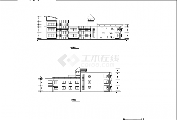3层1413平方米幼儿园教学楼建筑设计施工cad图纸-图一
