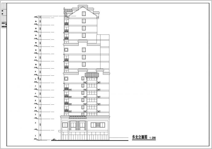 1.4万平米16层框剪结构商住楼平立剖面设计CAD图纸（1-2层商用）_图1