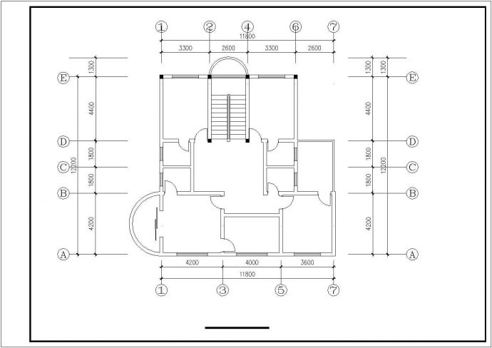 某三层别墅CAD施工平面图_图1