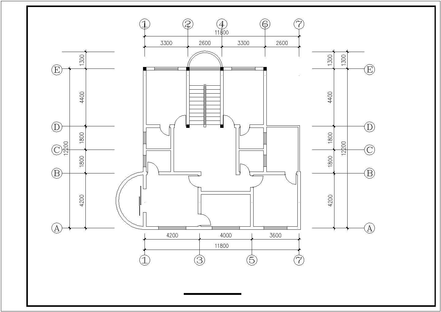 某三层别墅CAD施工平面图