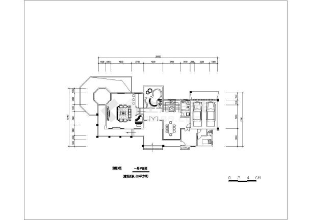 某三套户型独栋别墅CAD施工平面图-图二