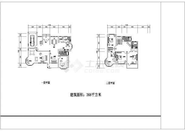 某368平独栋二层别墅CAD施工图-图二