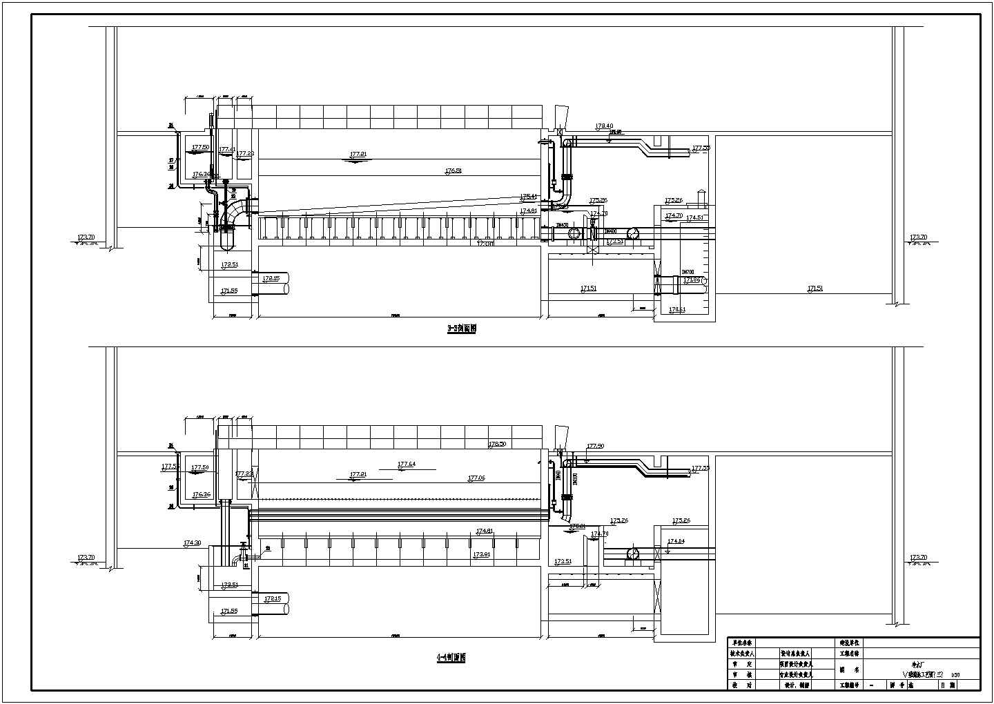 某地区净水厂V型滤池全套设计详细方案CAD图纸