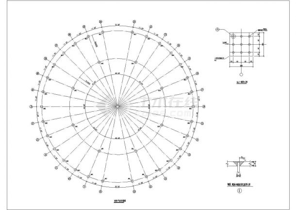 某四角锥螺栓球网架工程设计cad详细施工图（含设计说明）-图一