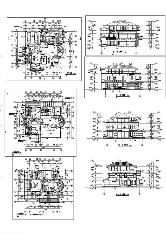 三层经典别墅样板设计施工图_图1