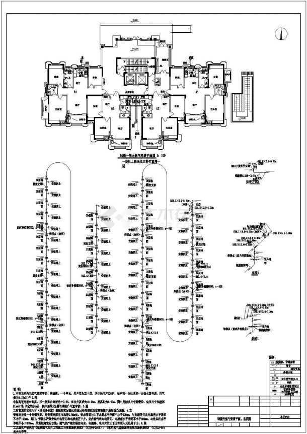 【最新】某庭院天然气管道系统设计方案CAD图纸-图二