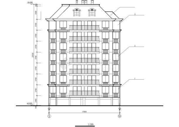 4200平米6+1层混合结构住宅楼平立剖面设计CAD图纸（含阁楼和架空层）-图一