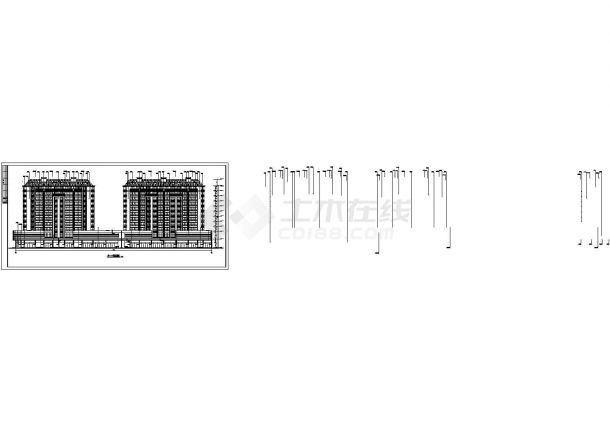 1.2万平米2层11层框混结构连排商住楼建筑设计CAD图纸（1-2层商用）-图一