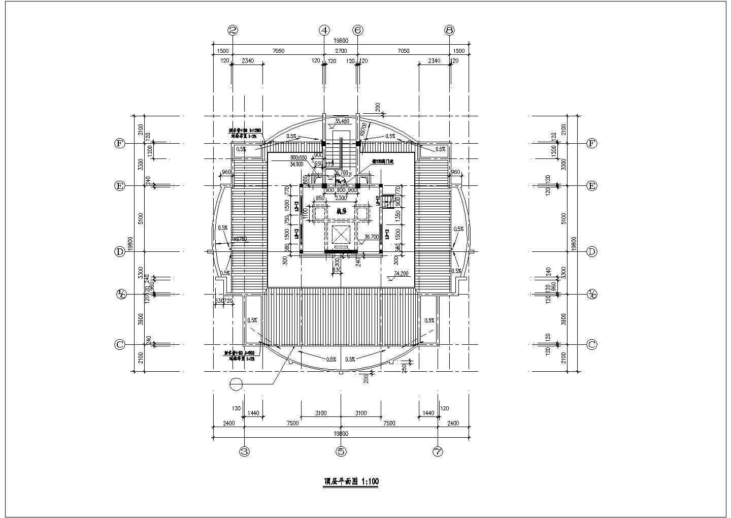 8300平米13层框混结构沿街商住楼全套平面设计CAD图纸（底层商用）