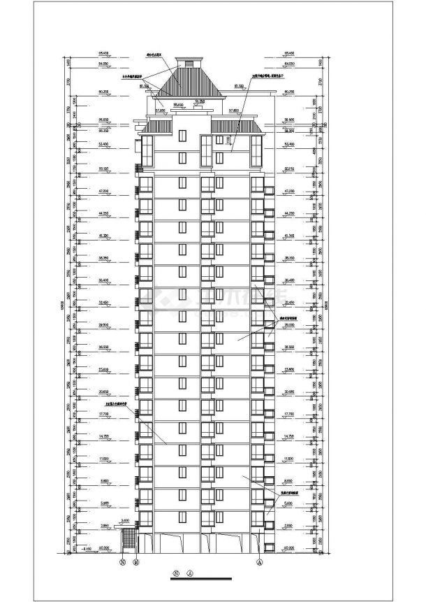 邯郸市某居住区1.4万平米18层框混结构住宅楼平立剖面设计CAD图纸-图一