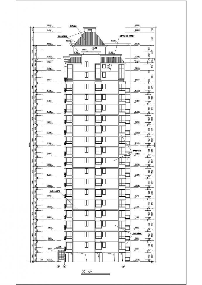 邯郸市某居住区1.4万平米18层框混结构住宅楼平立剖面设计CAD图纸_图1