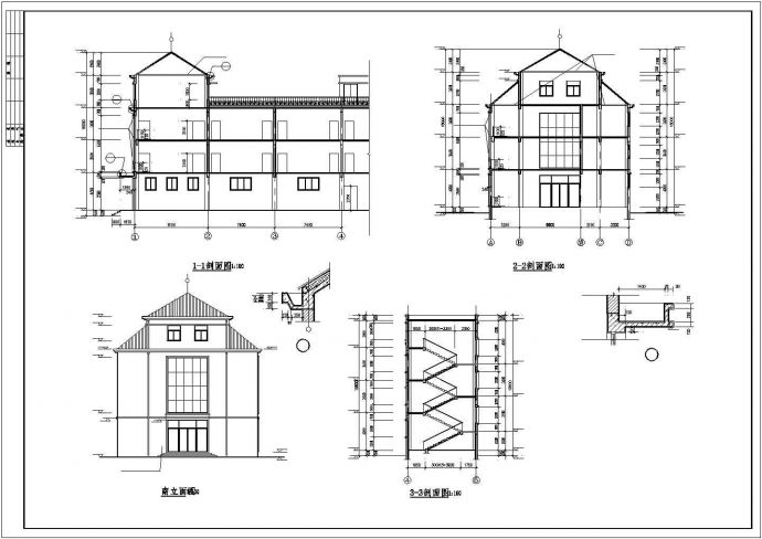 2120平米3+1层框架结构连锁酒店平立剖面设计CAD图纸（底层商用）_图1