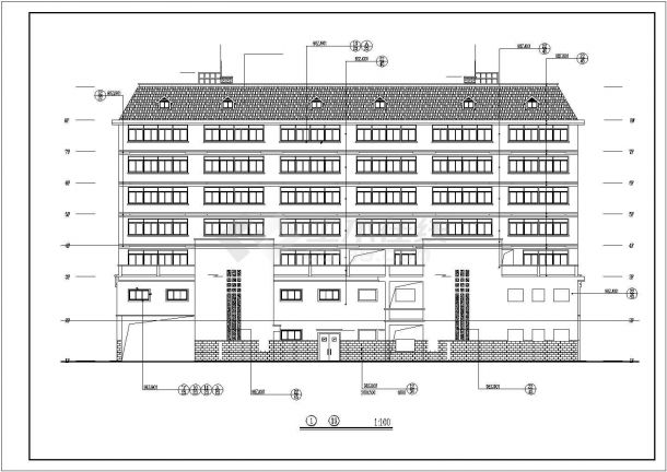 4900平米左右7层混合结构商住楼建筑设计CAD图纸（1-2层商用/含阁楼）-图一