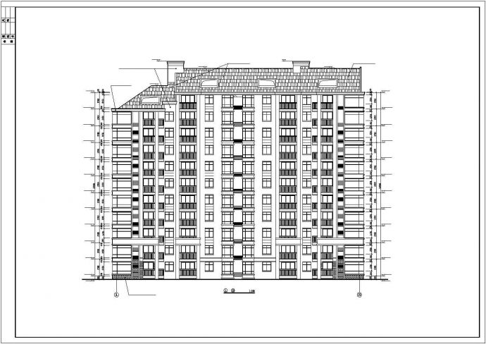 1.2万平米11层框混结构住宅楼建筑设计CAD图纸（含阁楼和车库层）_图1