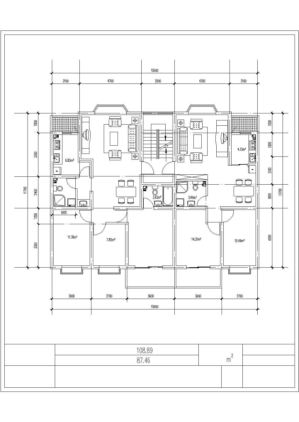 泉州某小区78—130平米左右的热门户型设计CAD图纸（共9张）