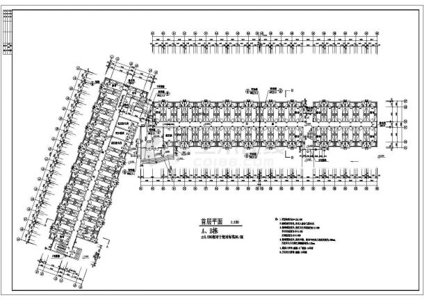 6900平米左右6层混合结构住宅楼建筑设计CAD图纸 结构设计CAD图纸-图一