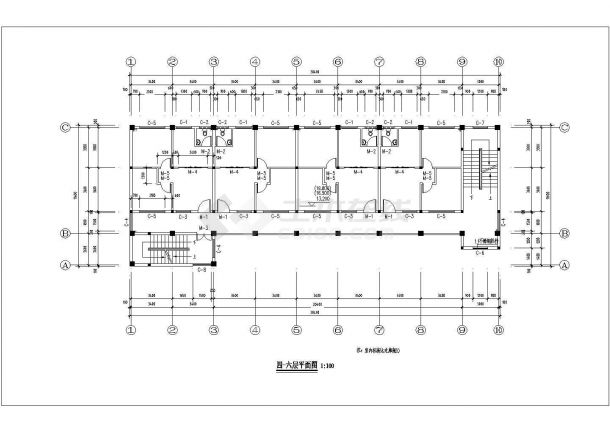 2900平米左右6层混合结构住宅楼平立剖面设计CAD图纸（含架空层）-图二