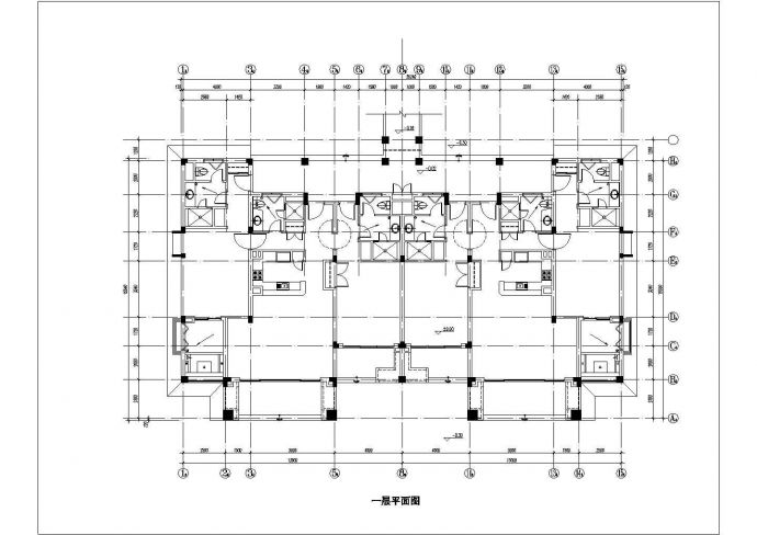 520平米左右2层混合结构住宅楼平立面设计CAD图纸（1层2户）_图1