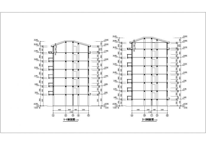 3400平米四栋7层框混结构连排商住楼平立剖面设计CAD图纸（1-3层商用）_图1