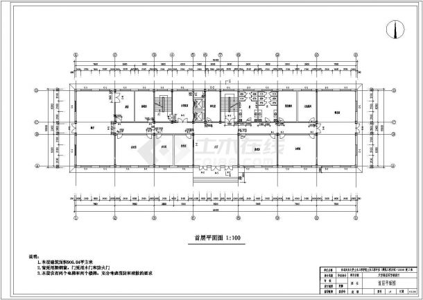 无锡市某9900平米11层钢框架结构写字楼建筑设计CAD图纸-图二