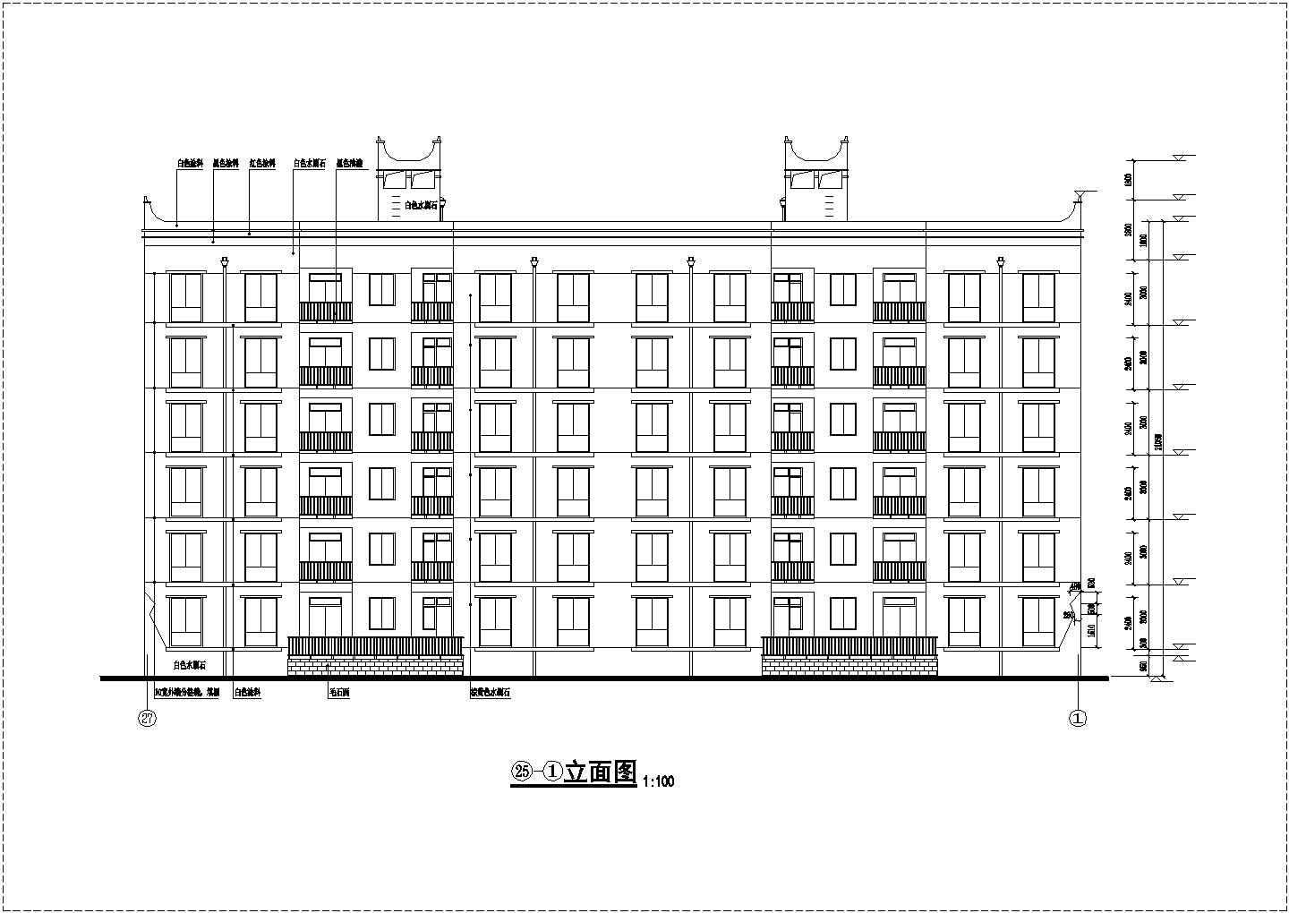 襄樊市某工厂家属院3300平米6层砖混结构住宅楼建筑设计CAD图纸
