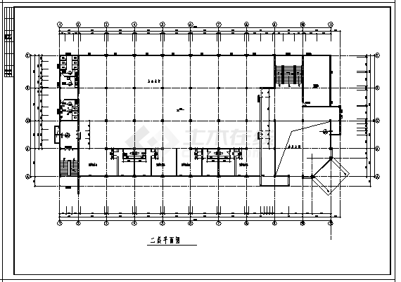 土木工程毕业设计_办公楼设计_2600平方米某市三层框架结构太阳纺织器材办公楼建施cad图(含毕业设计)-图二