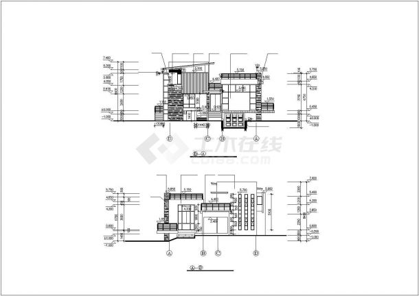 【扬州市】某北欧风格别墅建筑施工图cad图纸-图二