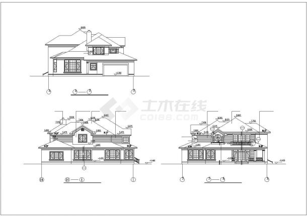嘉兴市某400平米2层豪华别墅全套建筑设计CAD图纸-图二