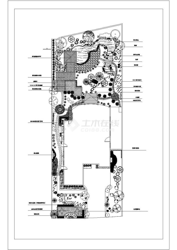 某现代高档别墅庭院景观绿化规划设计cad全套施工图（标注详细）-图一
