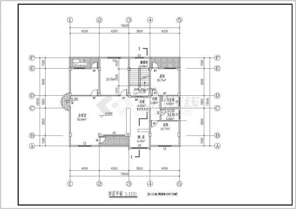 青岛某商业街840平米5层砖混结构商住楼建筑设计CAD图纸（底层商用）-图二
