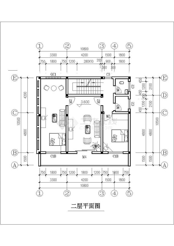 某现代化小区290平米2+1层砖混结构独栋别墅建筑+结构设计CAD图纸-图一