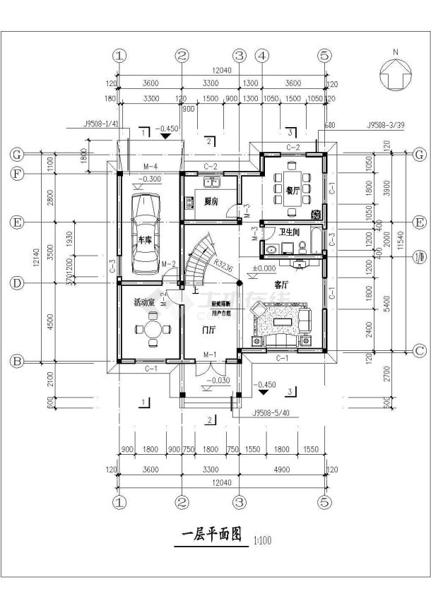 260平米2层砖混结构单体别墅平立剖面设计cad图纸含阁楼层