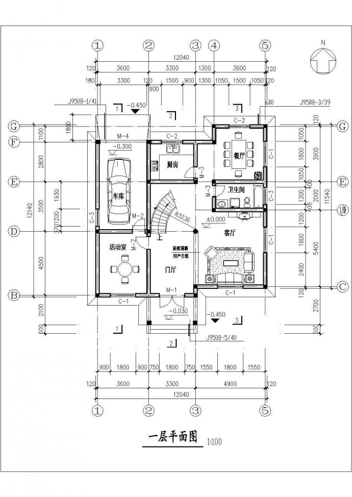 260平米2层砖混结构单体别墅平立剖面设计CAD图纸（含阁楼层）_图1