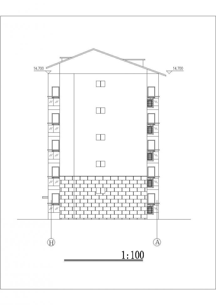 3650平米五层框混结构住宅楼平立面设计CAD图纸（含阁楼层）_图1