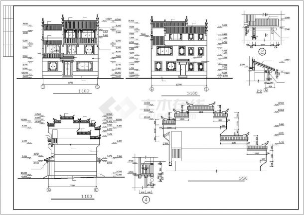 湘潭市某别墅区250平米3层混合结构单体别墅建筑设计CAD图纸-图一