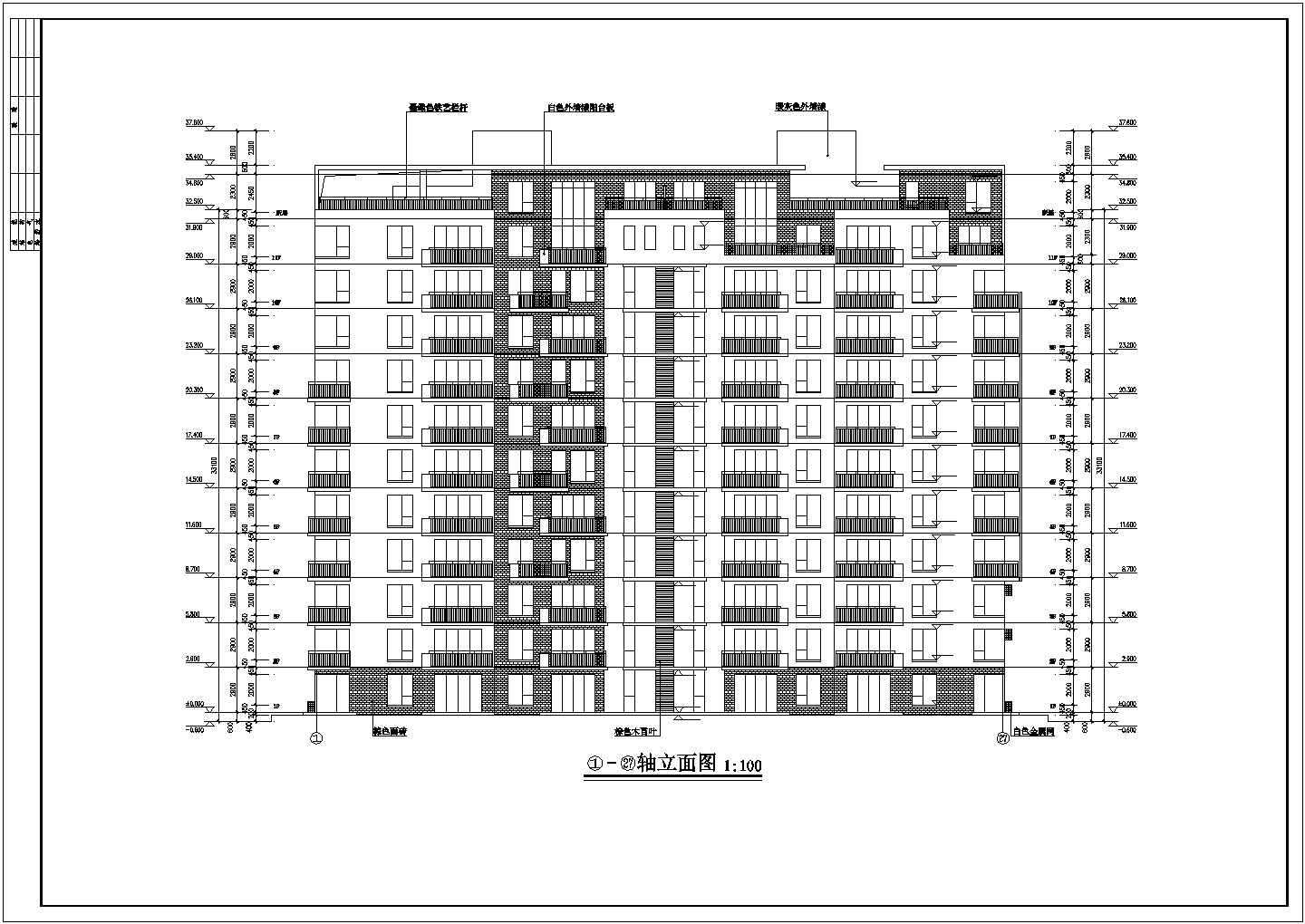 8800平米左右11层框剪结构住宅楼全套建筑设计CAD图纸（含跃层）