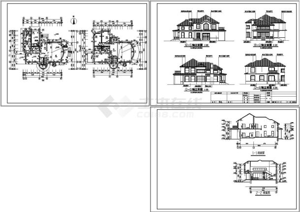 某两层别墅建筑cad全套施工图纸-图一