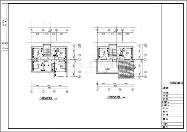 某小区四层欧式别墅建筑电气设计CAD图-图二