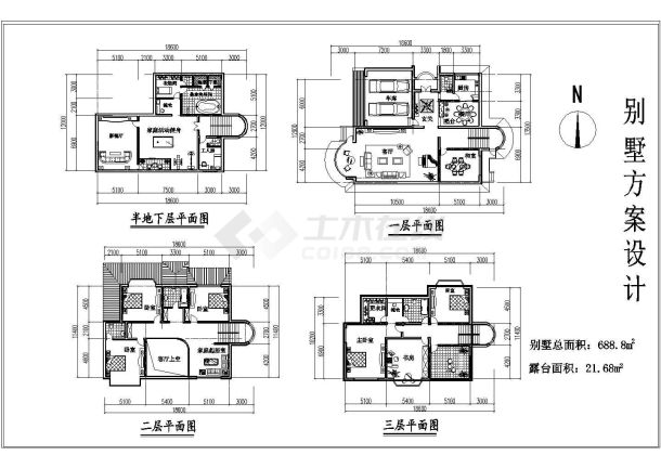 某乡村别墅平面方案设计图-图一