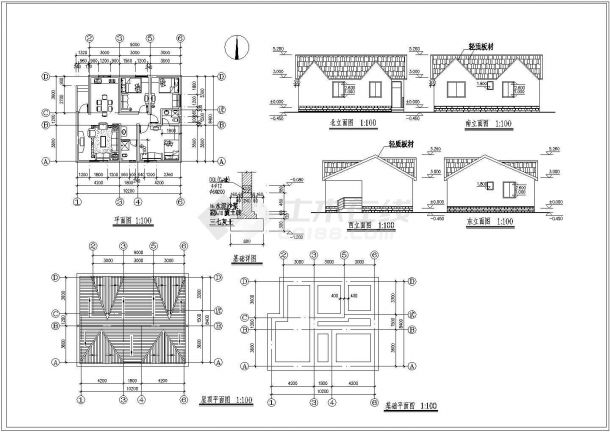 二层独栋别墅建筑设计cad施工图纸-图一