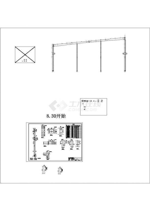 厂房设计_某公司钢结构框架厂房建筑设计CAD图-图一